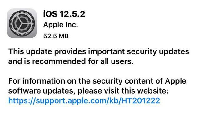 平南苹果手机维修分享iOS12.5.2发布，建议所有老苹果用户安装 